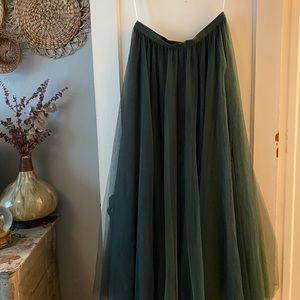 Revelry dark green bridesmaids skirt